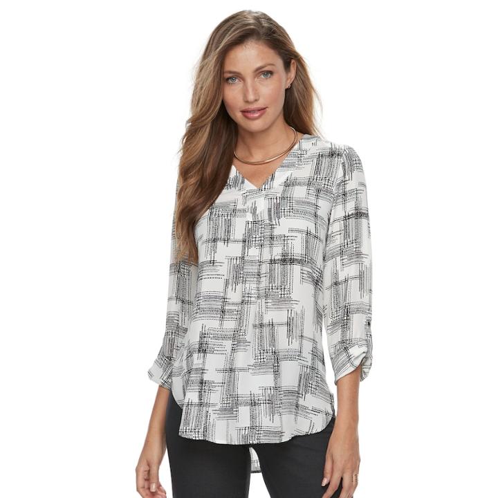 Women's Apt. 9&reg; Roll-tab Chiffon Tunic Top, Size: Medium, Natural