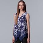 Women's Simply Vera Vera Wang Floral Draped Tank, Size: Medium, Med Blue