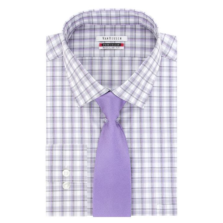 Men's Van Heusen Regular-fit Flex Collar Dress Shirt & Tie, Size: M-34/35, Purple Oth