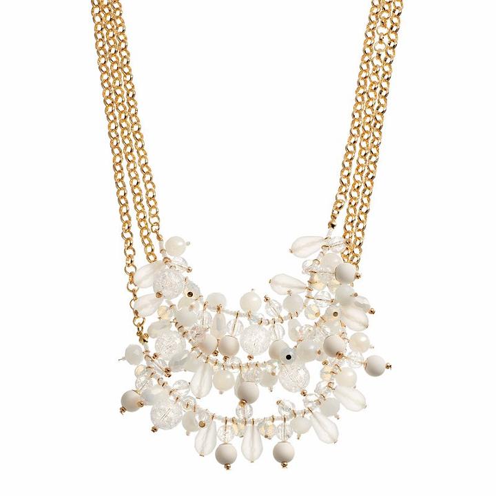 White Shaky Bead Multi Strand Necklace, Women's