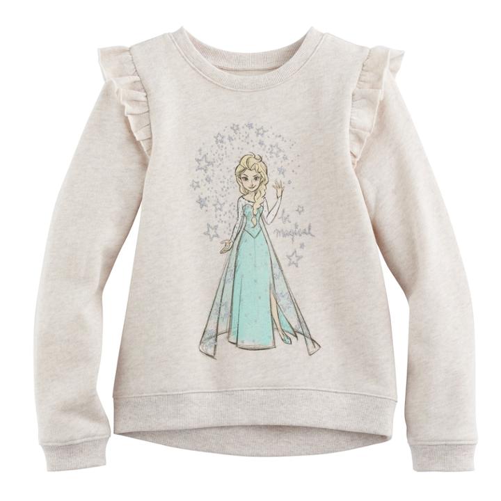 Disney's Frozen Girls 4-10 Elsa Ruffle High-low Fleece Pullover By Jumping Beans&reg;, Size: 8, White Oth