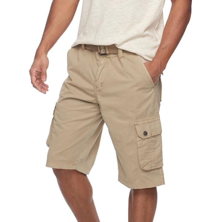 Men's Rawx Regular-fit Belted Cargo Shorts, Size: 32, Lt Brown