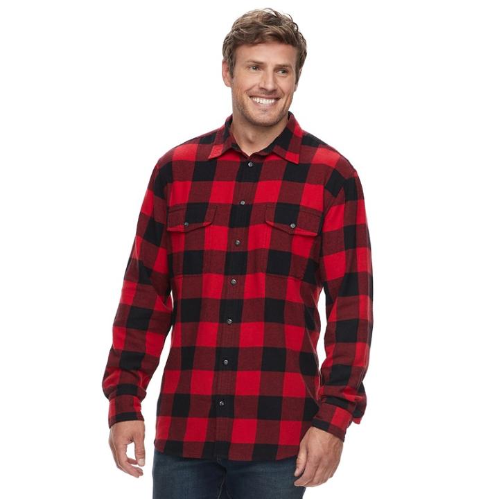 Big & Tall Sonoma Goods For Life&trade; Slim-fit Supersoft Flannel Button-down Shirt, Men's, Size: L Tall, Dark Red