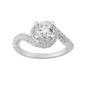 Cherish Always Round-cut Diamond Swirl Engagement Ring In 14k White Gold (1 1/2 Ct. T.w.), Women's, Size: 7.50