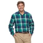Big & Tall Izod Harbor Plaid Classic-fit Twill Button-down Shirt, Men's, Size: Xl Tall, Green