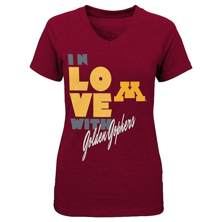Girls 4-6x Minnesota Golden Gophers In Love Tee, Girl's, Size: L (6x), Med Grey
