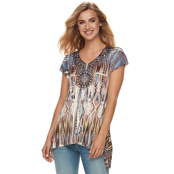 Women's World Unity Crochet Medallion Top, Size: Xs, Brown