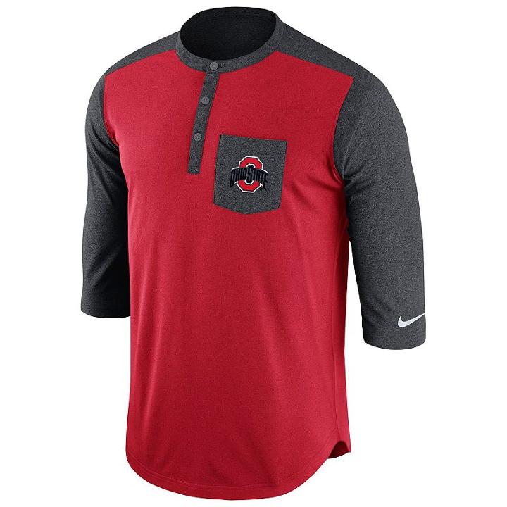 Men's Nike Ohio State Buckeyes Dri-fit Touch Henley, Size: Small, Ovrfl Oth