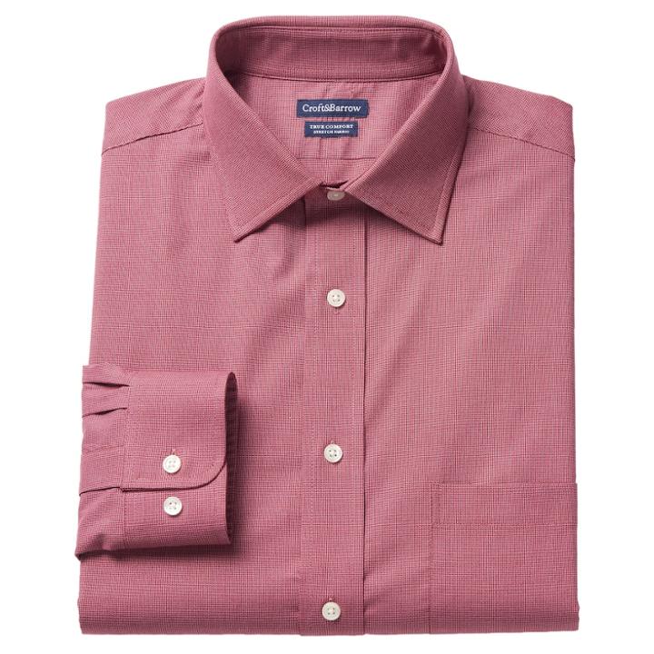 Men's Croft & Barrow&reg; True Comfort Classic-fit Oxford Stretch Dress Shirt, Size: 16-32/33, Dark Red