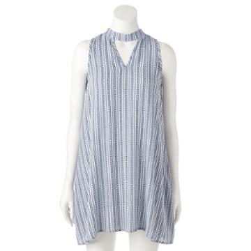 Women's E By Elan Striped Cutout Shift Dress, Size: Small, Blue (navy)