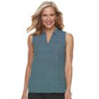 Petite Dana Buchman Sleeveless Collared Top, Women's, Size: L Petite, Dark Blue