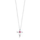 Sterling Silver Lab-created Ruby & White Sapphire Cross Pendant, Women's, Size: 18, Red