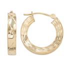 10k Gold Striped Concave Hoop Earrings, Women's, Yellow