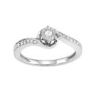 10k White Gold 1/4 Carat T.w. Diamond Swirl Promise Ring, Women's, Size: 5