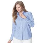 Chaps, Plus Size No-iron Striped Broadcloth Shirt, Women's, Size: 1xl, Blue