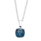 10k White Gold London Blue Topaz Cushion Pendant Necklace, Women's, Size: 18