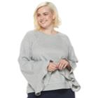 Plus Size Popsugar Bell-sleeve Sweatshirt, Women's, Size: 0x, Grey