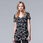 Women's Simply Vera Vera Wang Printed Chiffon Popover Top, Size: Xs, Oxford