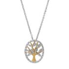 Delicate Diamonds Two Tone Sterling Silver Family Tree Pendant, Women's, Grey