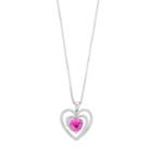Sterling Silver Lab-created Pink & White Sapphire Heart Pendant, Women's, Size: 18