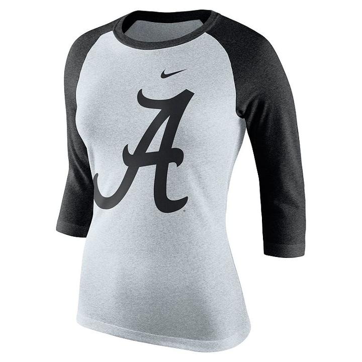 Women's Nike Alabama Crimson Tide Oatmeal Raglan Tee, Size: Medium, Natural