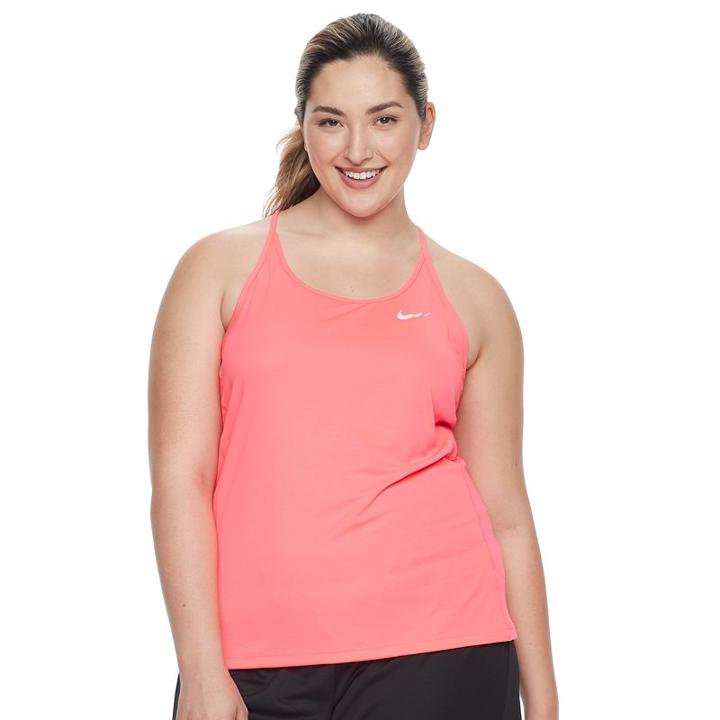 Plus Size Nike Miler Dri-fit Racerback Spaghetti Strap Tank, Women's, Size: 3xl, Med Red