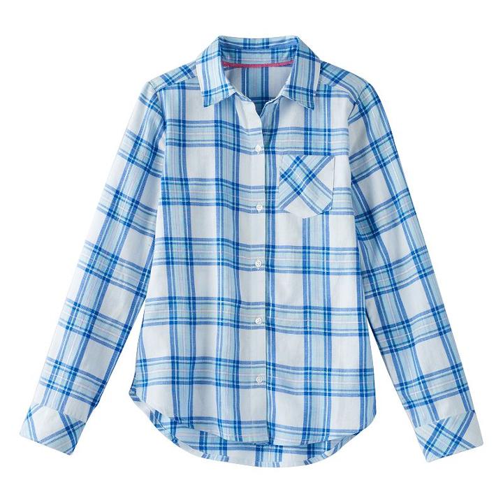 Girls 7-16 & Plus Size So&reg; Perfectly Soft Plaid Button-down Shirt, Girl's, Size: 18 1/2, White