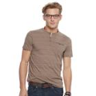 Men's Rock & Republic Textured Henley Tee, Size: Xl, Med Brown