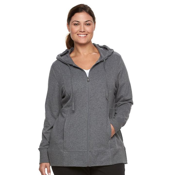 Plus Size Tek Gear&reg; Dry Tek Zip-front Hoodie, Women's, Size: 2xl, Med Grey