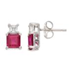 Lab-created Ruby & White Sapphire Sterling Silver Stud Earrings, Women's, Red