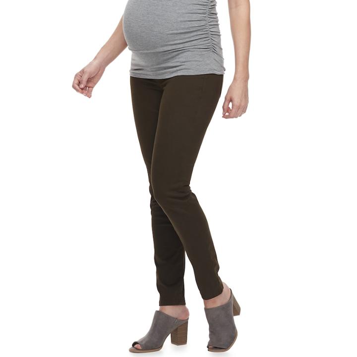 Maternity A:glow Full Belly Panel Sateen Skinny Pants, Women's, Size: 18-mat, Green