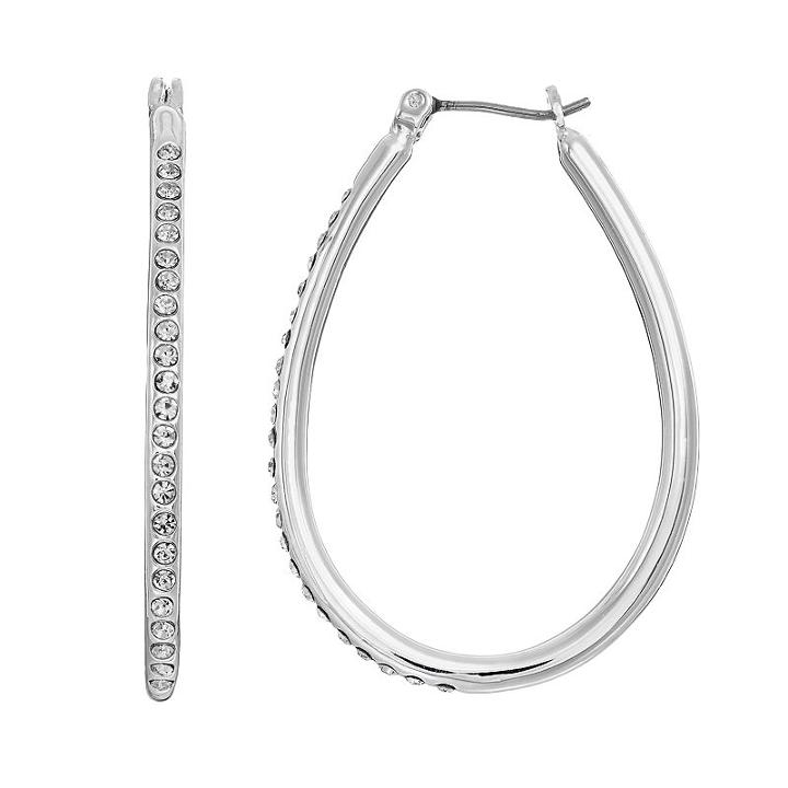 Dana Buchman Pave Teardrop Hoop Earrings, Women's, White