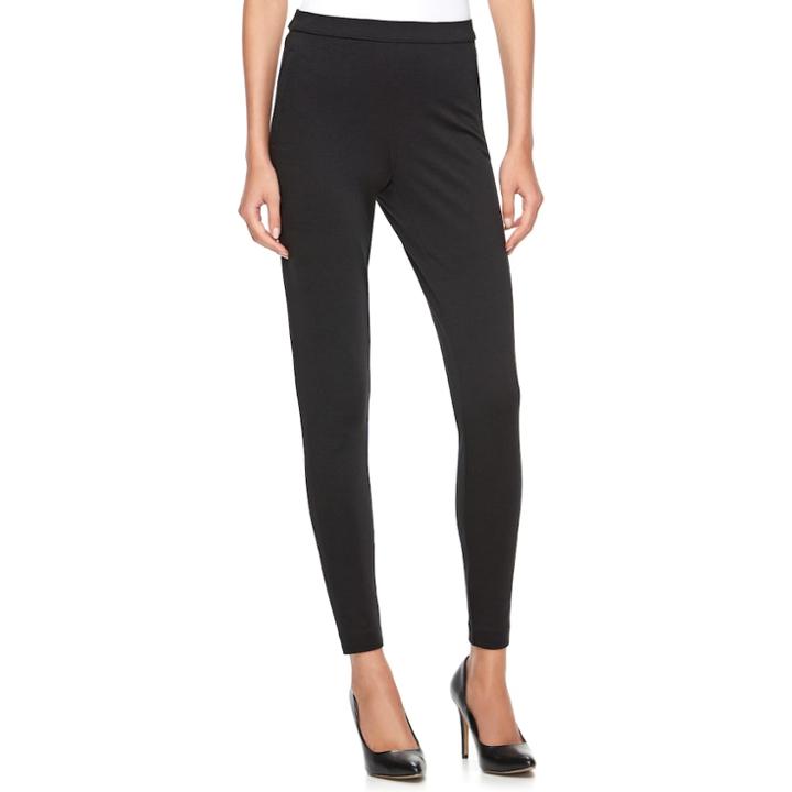 Women's Elle&trade; Pull-on Ponte Skinny Pants, Size: L Long, Black