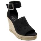 Sugar Heated Women's Espadrille Platform Wedge Sandals, Size: Medium (9.5), Black