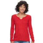 Juniors' So&reg; Waffle-knit Top, Teens, Size: Large, Med Red