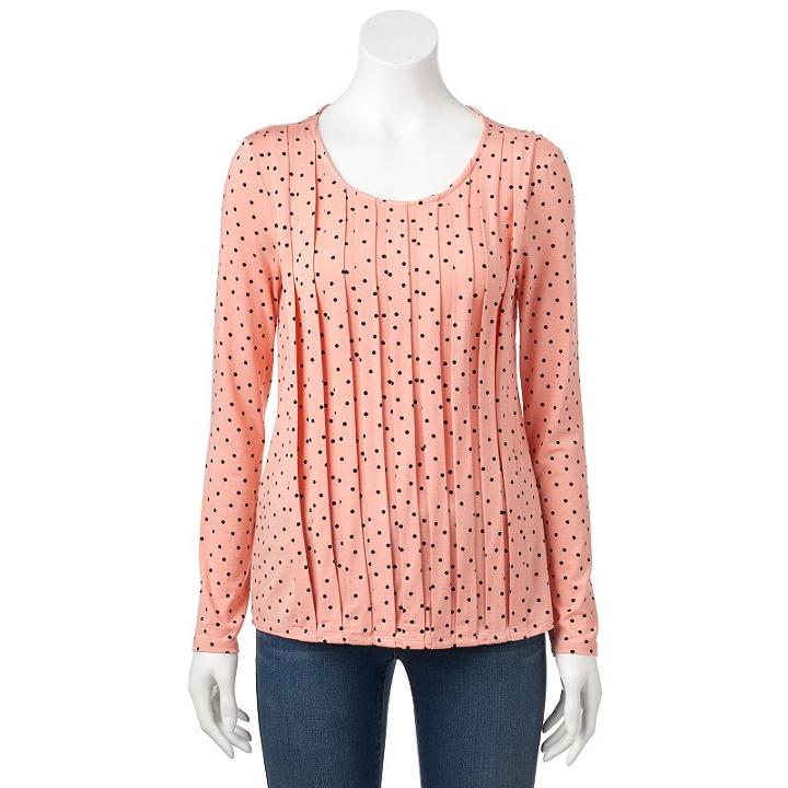 Women's Elle&trade; Pleated Front Top, Size: Large, Pink