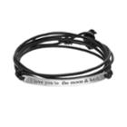 All Wrapped Up Sterling Silver & Leather I Love You To The Moon & Back Wrap Bracelet, Women's, Black