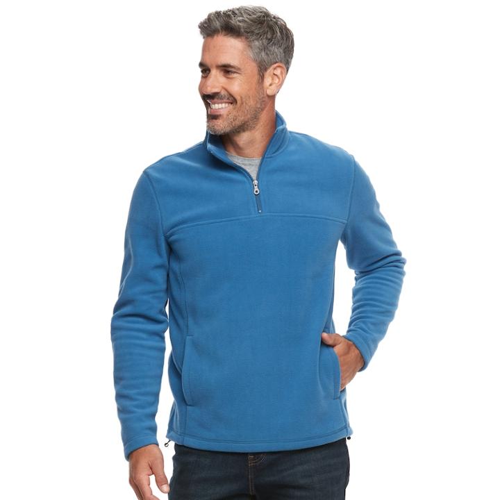 Men's Croft & Barrow&reg; Arctic Fleece Quarter-zip Pullover, Size: Large, Dark Blue