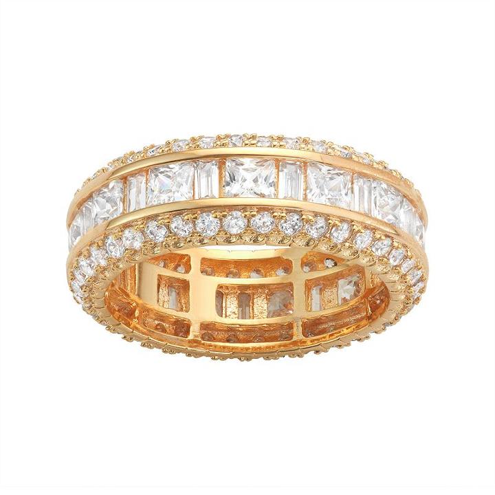 14k Gold Over Silver Cubic Zirconia Eternity Ring, Women's, Size: 10, White