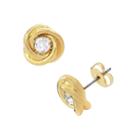 14k Gold-plated Crystal Love Knot Stud Earrings, Women's, Yellow