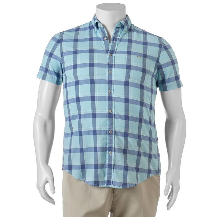 Big & Tall Sonoma Goods For Life&trade; Flexwear Modern-fit Plaid Button-down Shirt, Men's, Size: 2xb, Med Blue