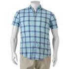 Big & Tall Sonoma Goods For Life&trade; Flexwear Modern-fit Plaid Button-down Shirt, Men's, Size: 2xb, Med Blue