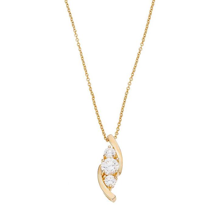 Brilliance 14k Gold-plated 3-stone Pendant With Swarovski Zirconia, Women's, White
