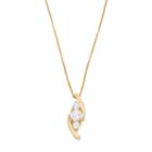 Brilliance 14k Gold-plated 3-stone Pendant With Swarovski Zirconia, Women's, White