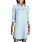 Petite Chaps Twill Shirt Dress, Women's, Size: Xs Petite, Blue