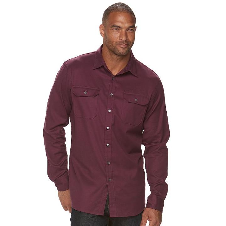 Big & Tall Apt. 9&reg; Jaspe Premier Flex Slim-fit Stretch Button-down Shirt, Men's, Size: Xl Tall, Red