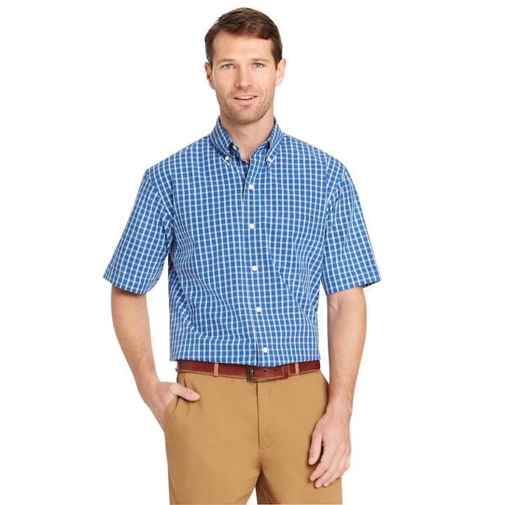 Men's Arrow Hamilton Classic-fit Wrinkle-free Poplin Button-down Shirt, Size: Medium, Dark Blue
