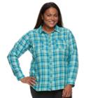 Plus Size Columbia Holston Ridge Flannel Shirt, Women's, Size: 1xl, Brt Green