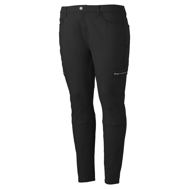 Juniors' Plus Size Mudd&reg; Cargo Utility Skinny Pants, Teens, Size: 24 W, Black