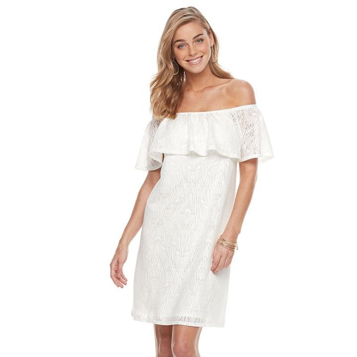 Women's Apt. 9&reg; Off-the-shoulder Burnout Shift Dress, Size: Xl, White